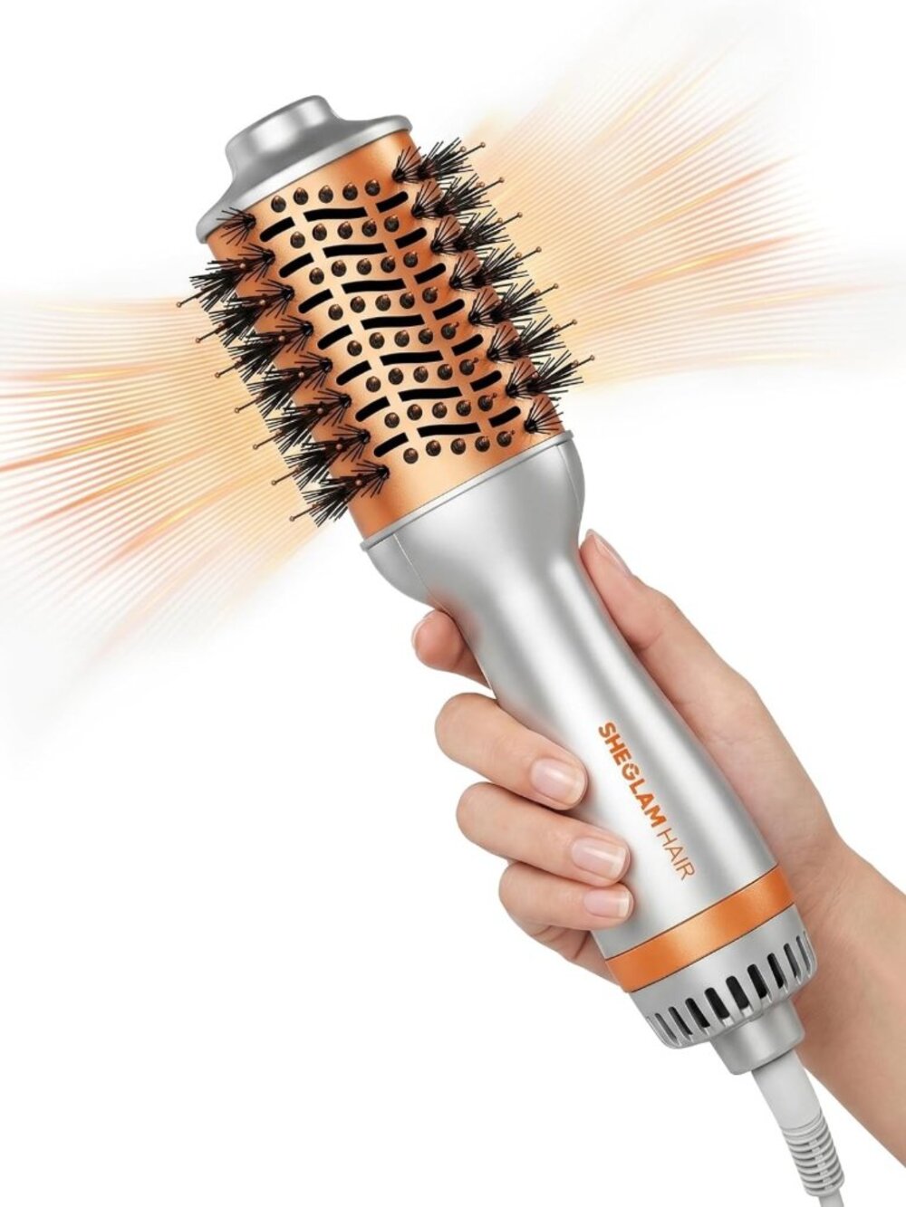 Mini Blow Dryer Brush - Travel Dual Voltage Hot Air Styler, 35000 RPM